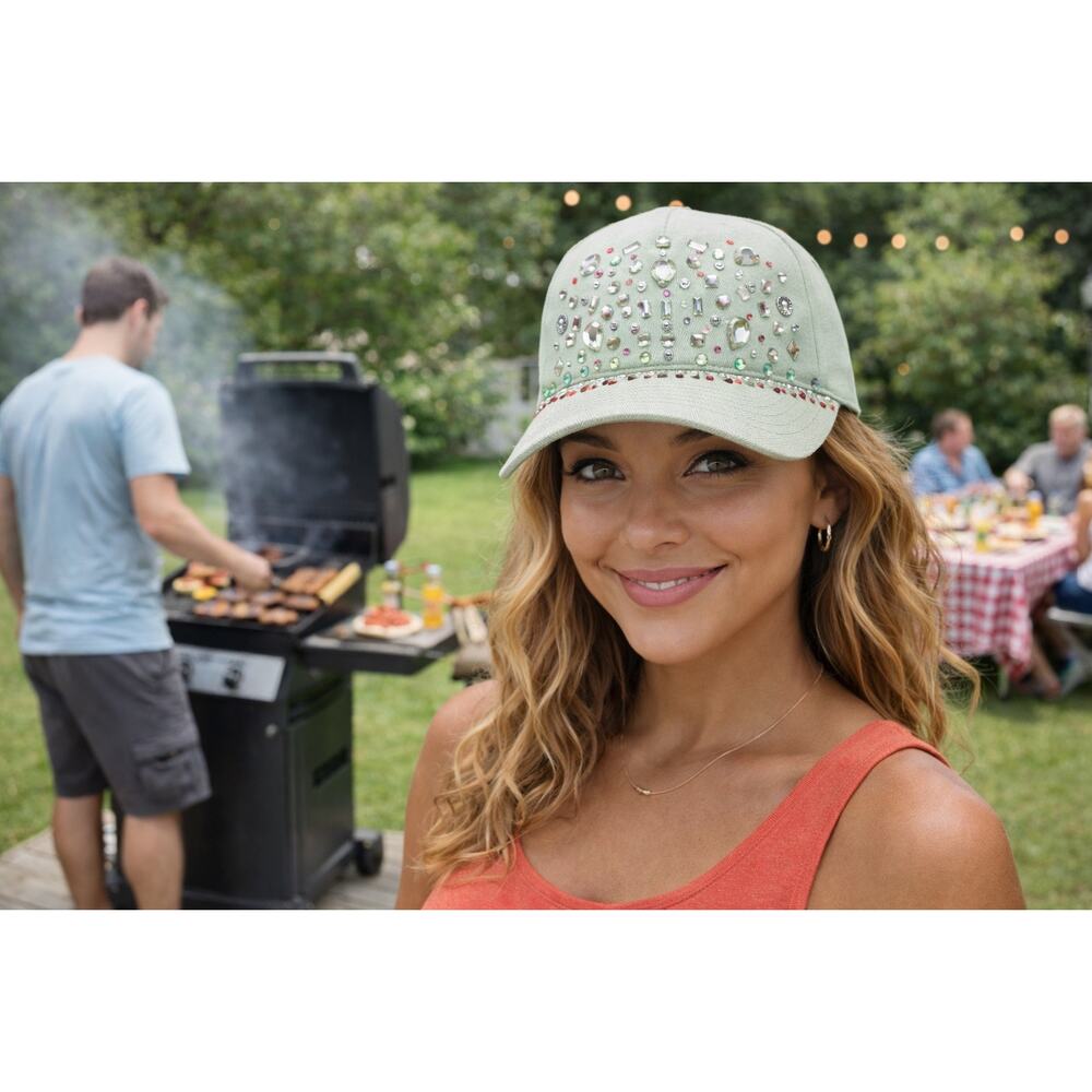 Handmade Shiny Rhinestone Bling Y2K 80’s  style Streetwear Baseball Cap Hat